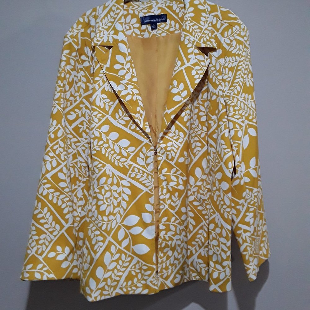 Susan Graver Yellow Print Blazer - Must Have